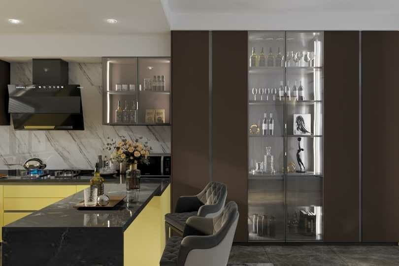 Peninsula kitchen with extended counter